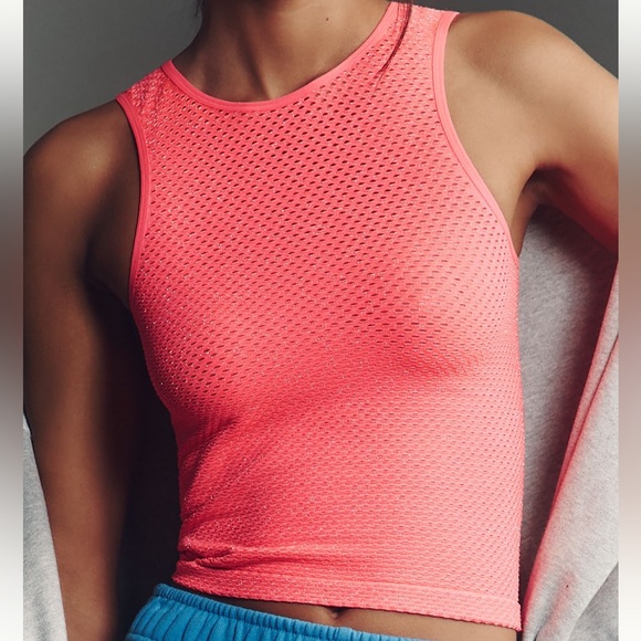 Anthropologie Tops - Anthropologie Sleeveless Open-Stitch Shimmer Tank Top